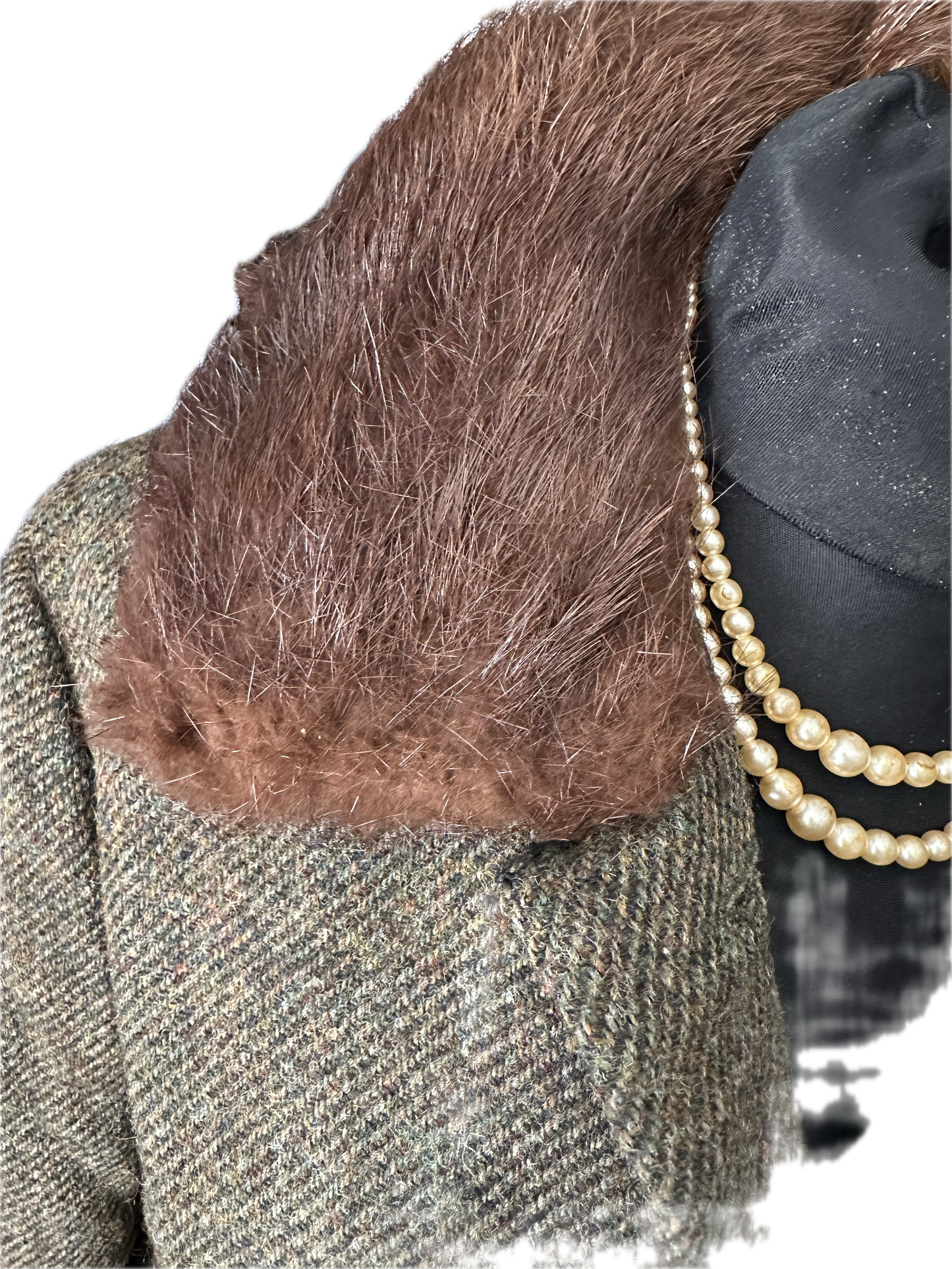 Womens Harris Tweed Jacket with fur collar UK 12