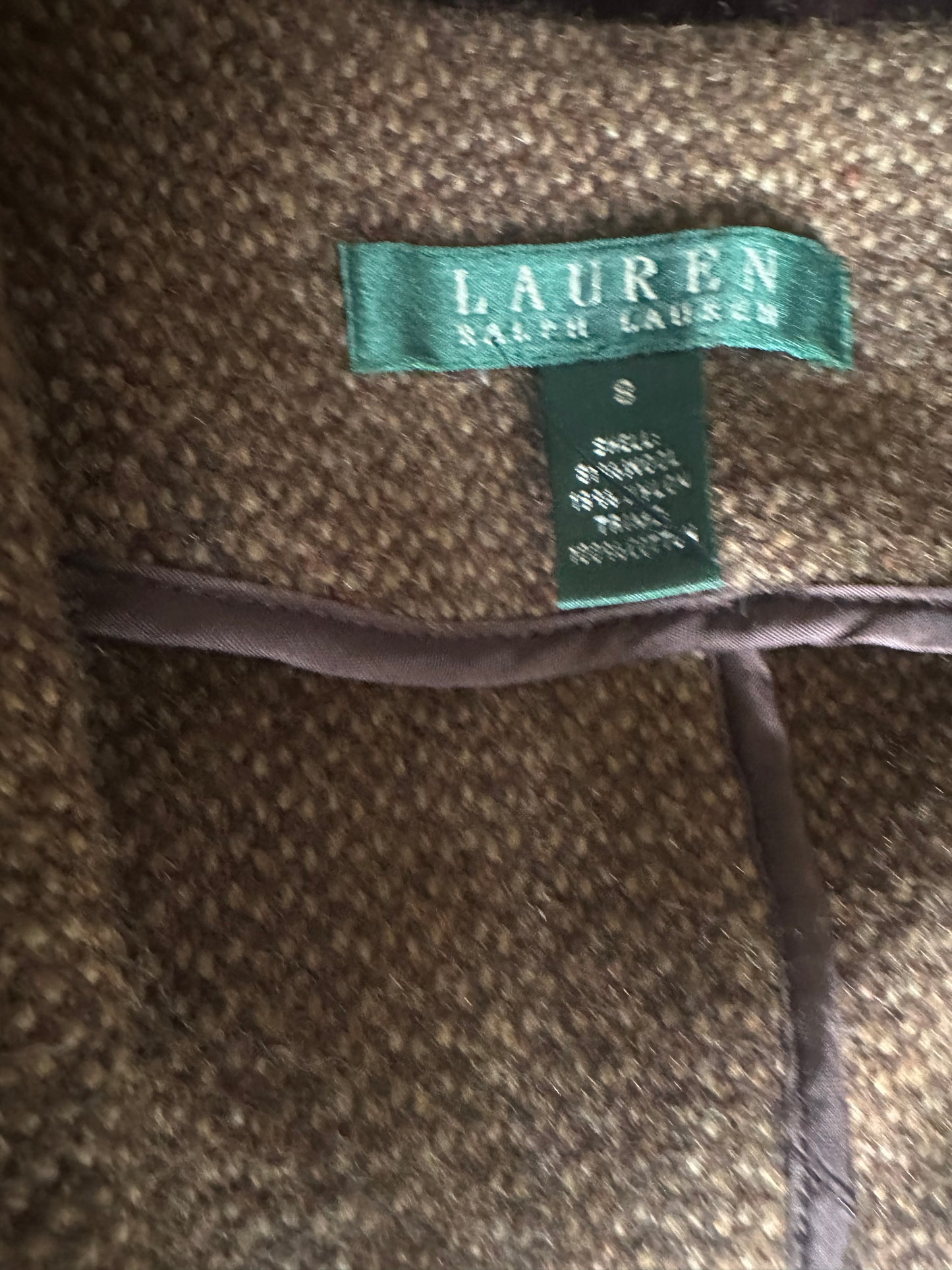 Women’s Ralph Lauren Brown Tweed Jacket Size UK 8