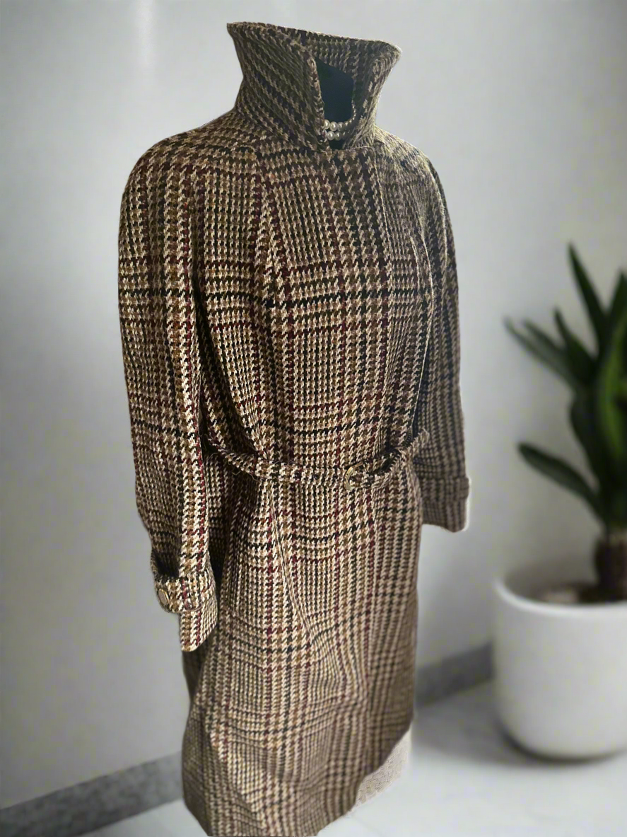 Ladies Aquascutum Long tweed coat with belt UK Size 12