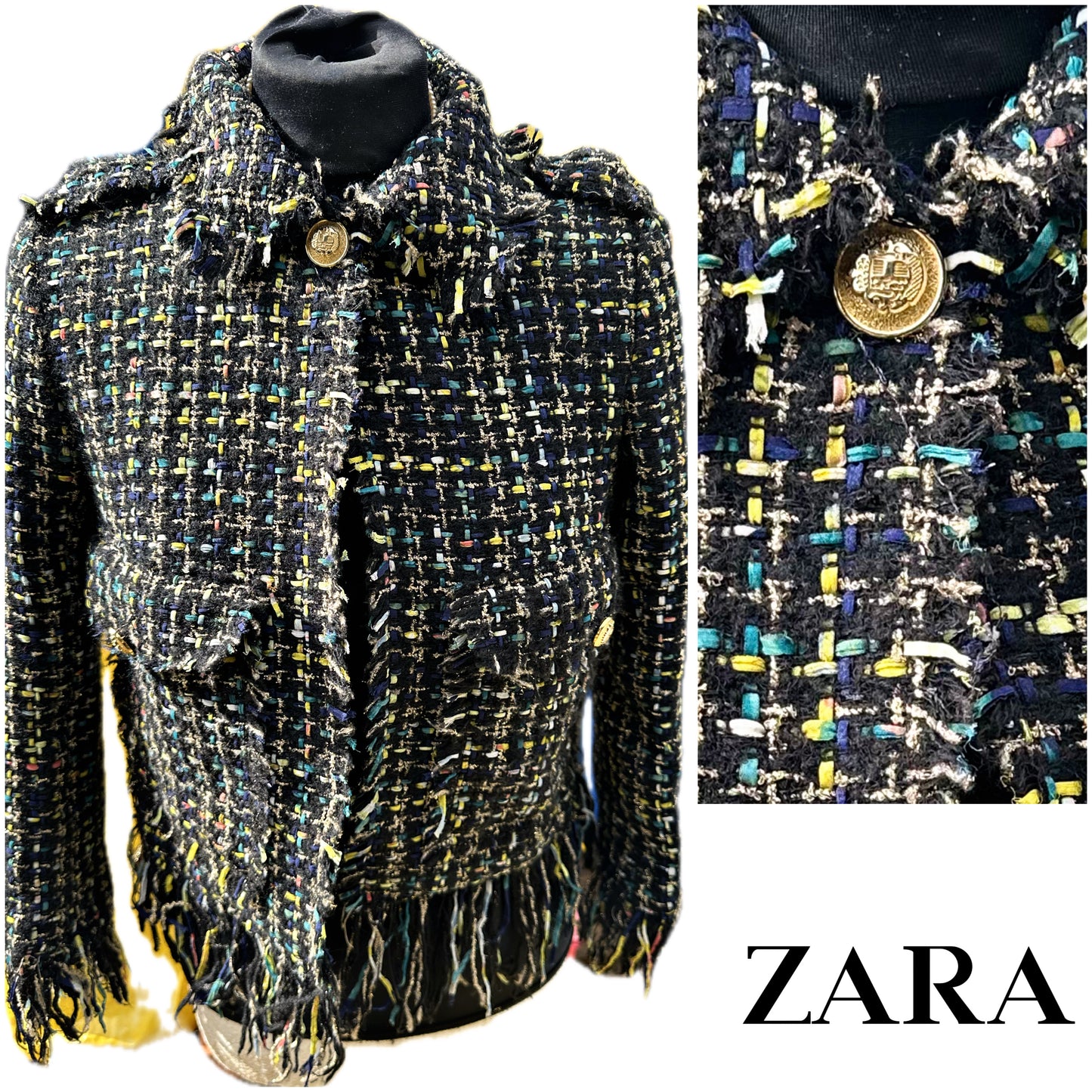 Zara Tweed Boucle Jacket UK S
