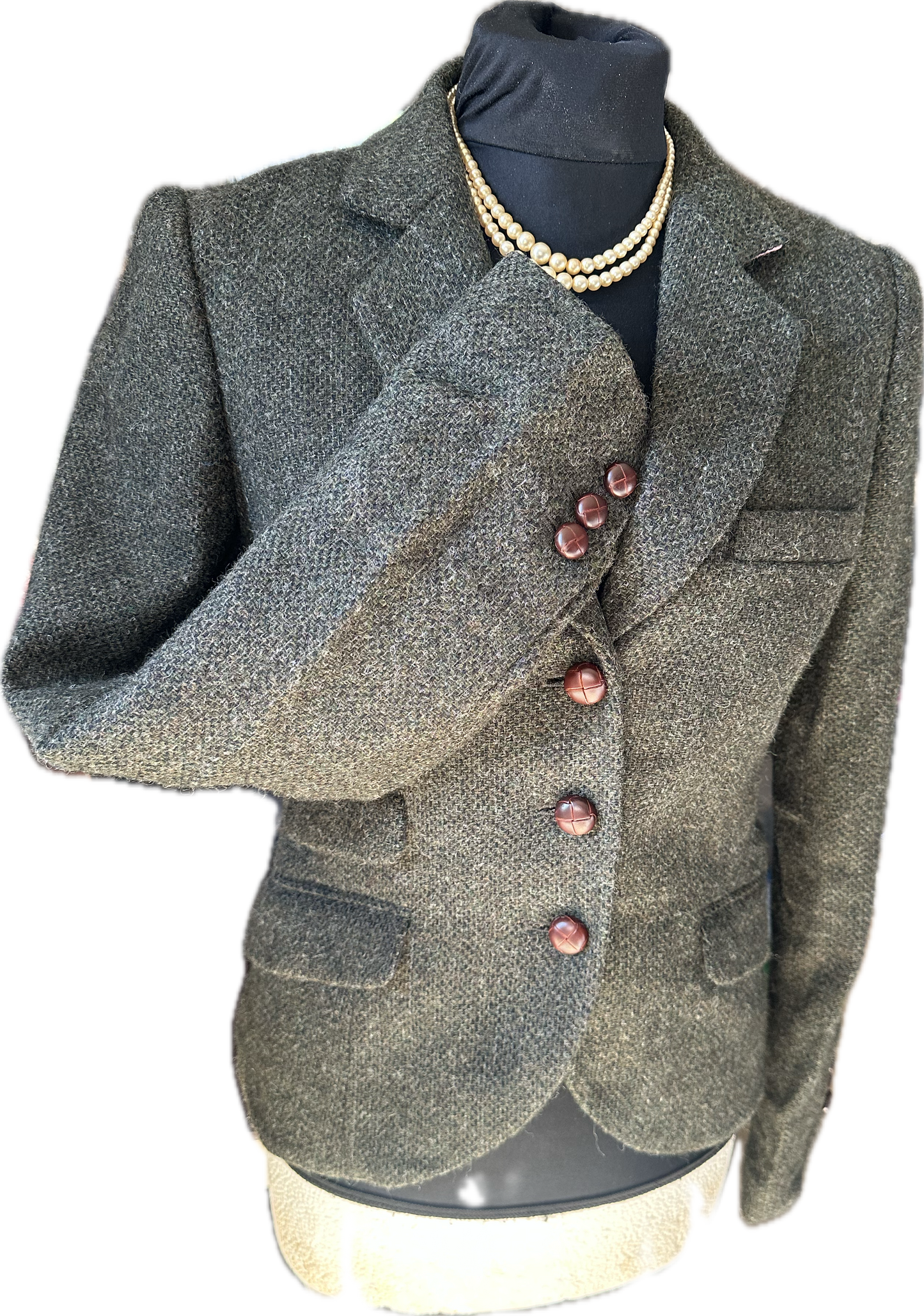 Women Jack Wills Olive Green Tweed Jacket UK Size 10