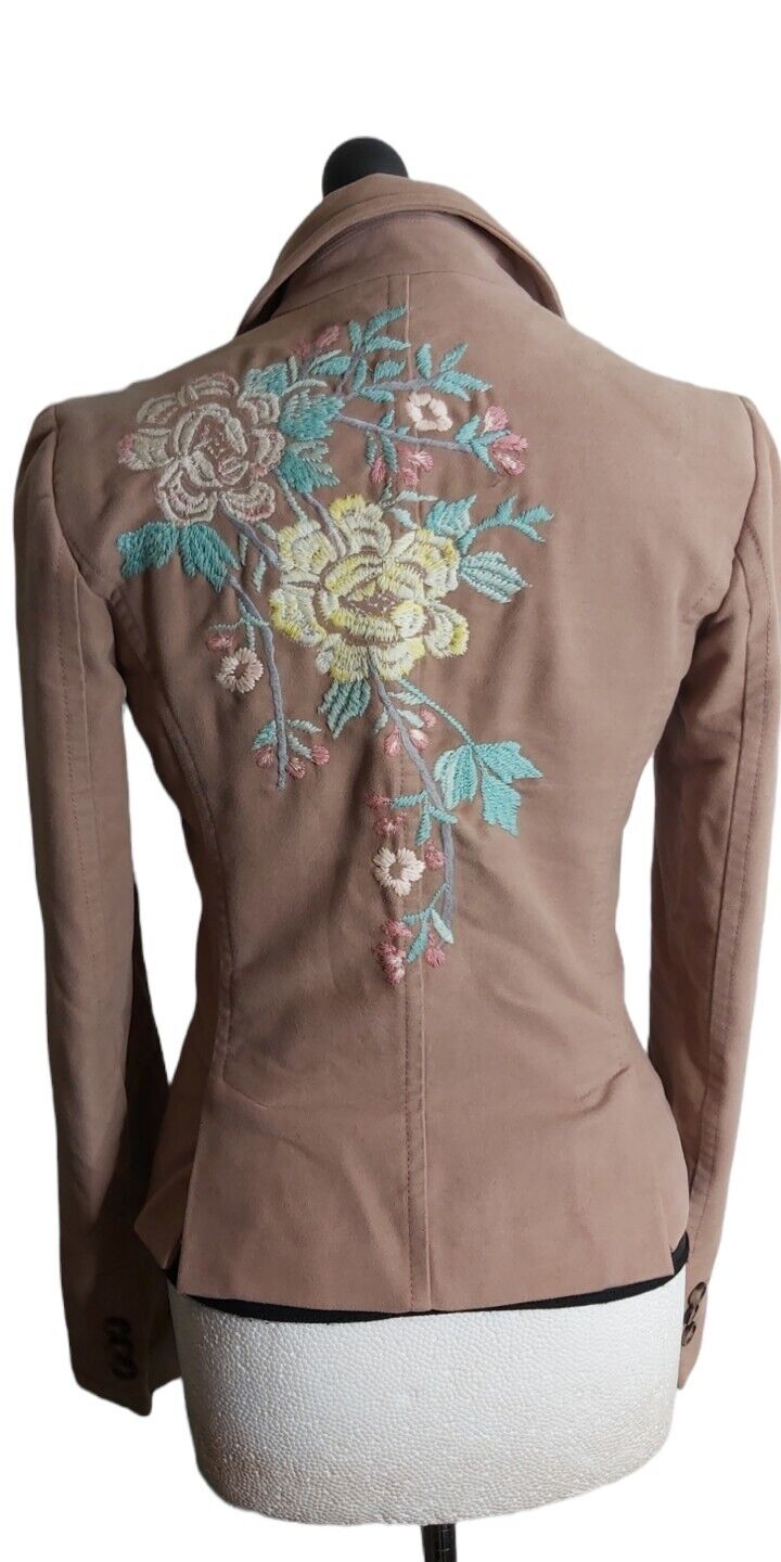 Womens Ice Iceberg floral pink Jacket 100% Cotton Size Small