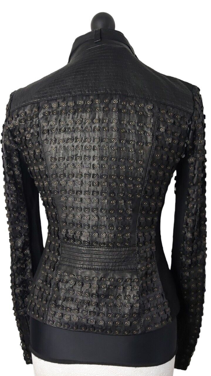 NEW TAGS Ladies Catherine Malandrino 100% Leather Biker Jacket US, UK 8