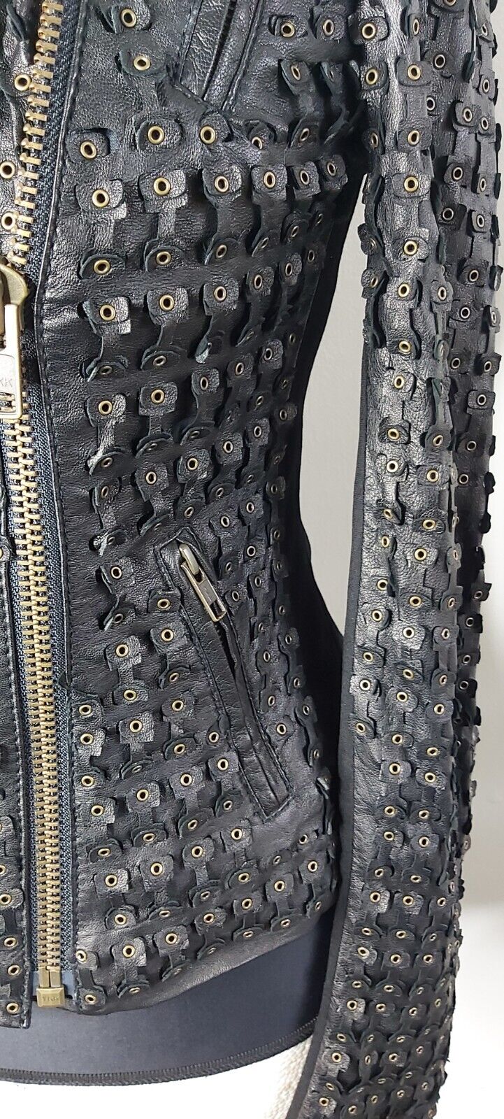 NEW TAGS Ladies Catherine Malandrino 100% Leather Biker Jacket US, UK 8