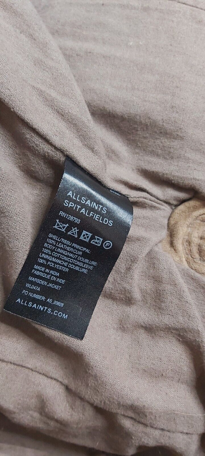 Ladies All Saints Spitafields Tan Brown leather Biker Jacket UK 6 US 2 EU34