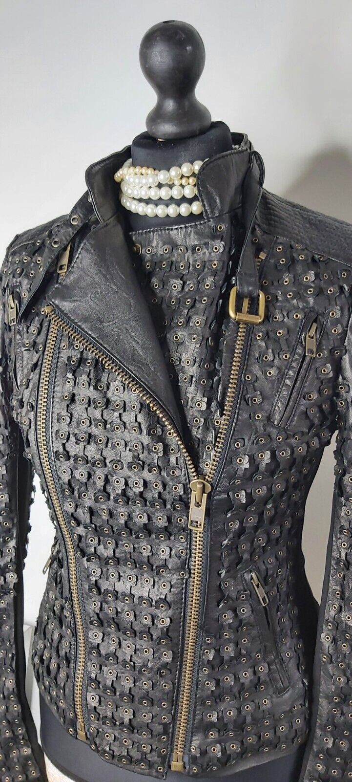 NEW TAGS Ladies Catherine Malandrino 100% Leather Biker Jacket US, UK 8