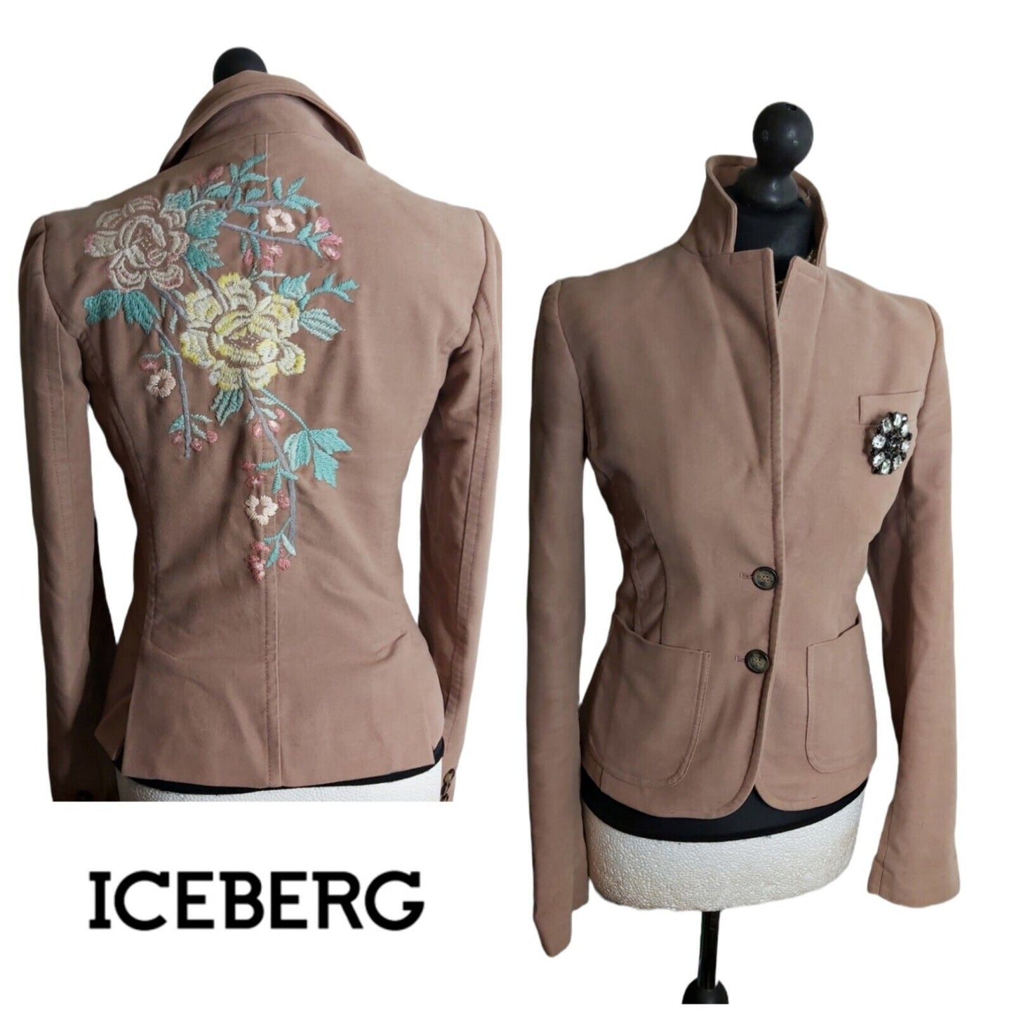 Womens Ice Iceberg floral pink Jacket 100% Cotton Size Small