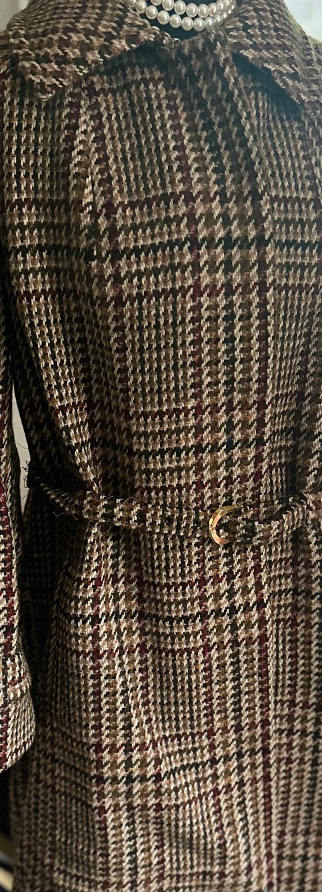 Ladies Aquascutum Long tweed coat with belt UK Size 12
