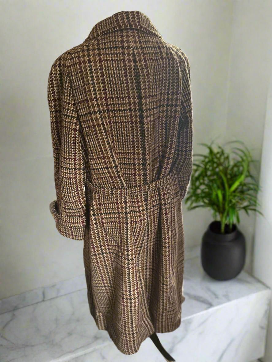 Ladies Aquascutum Long tweed coat with belt UK Size 12