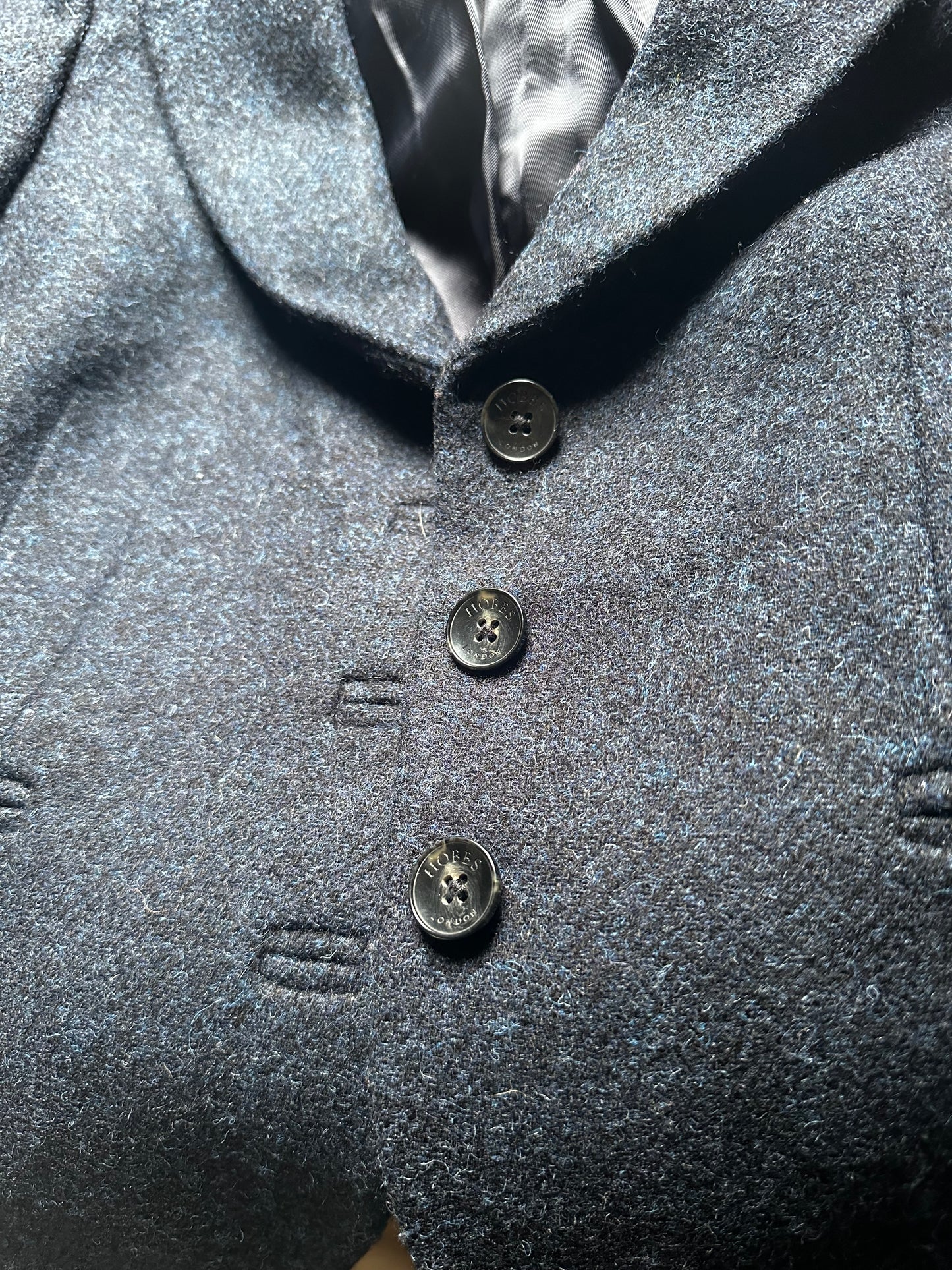 Ladies Hobbs fitted jacket 100% wool Tweed Navy Jacket