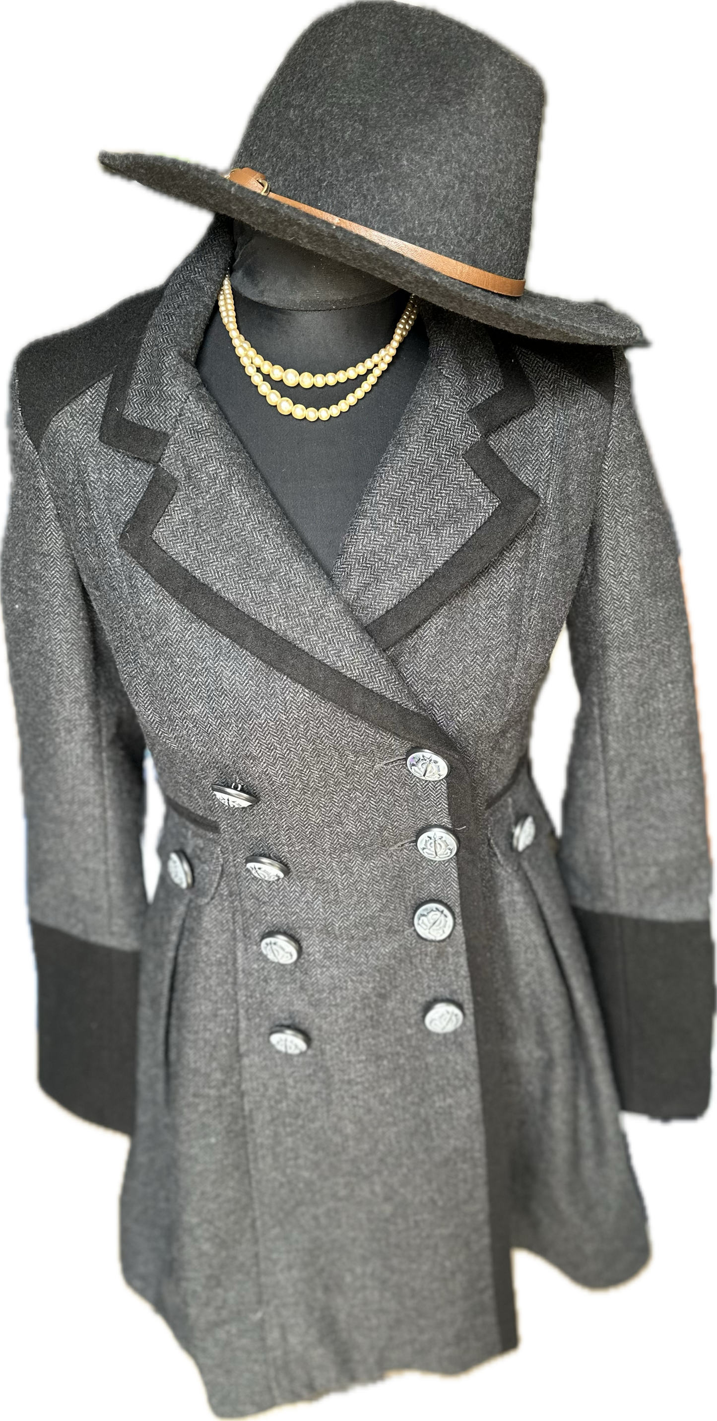 New look Corset Tweed Long Coat UK Size 8