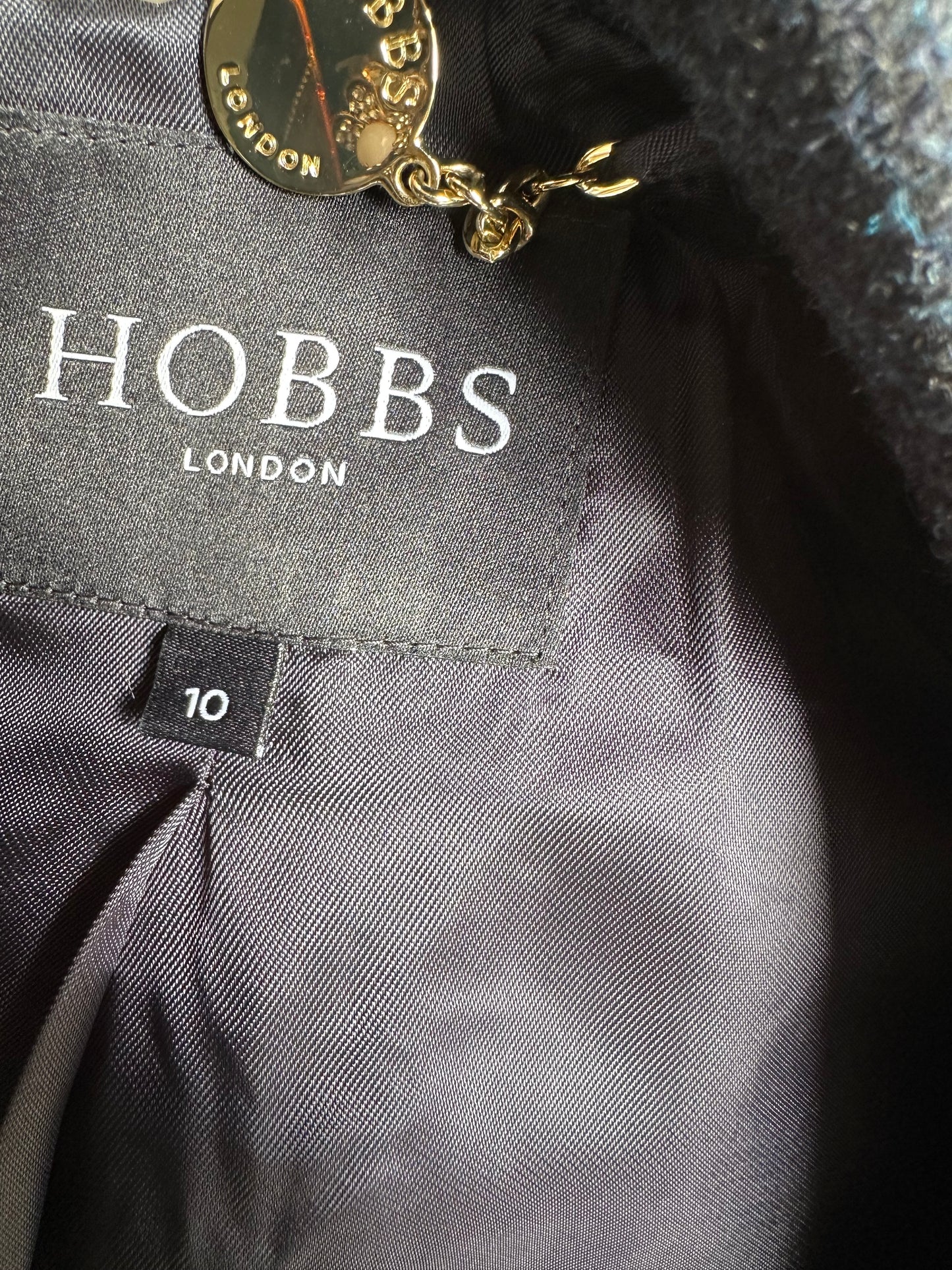 Hobbs Navy Tweed fitted Jacket UK Size 10