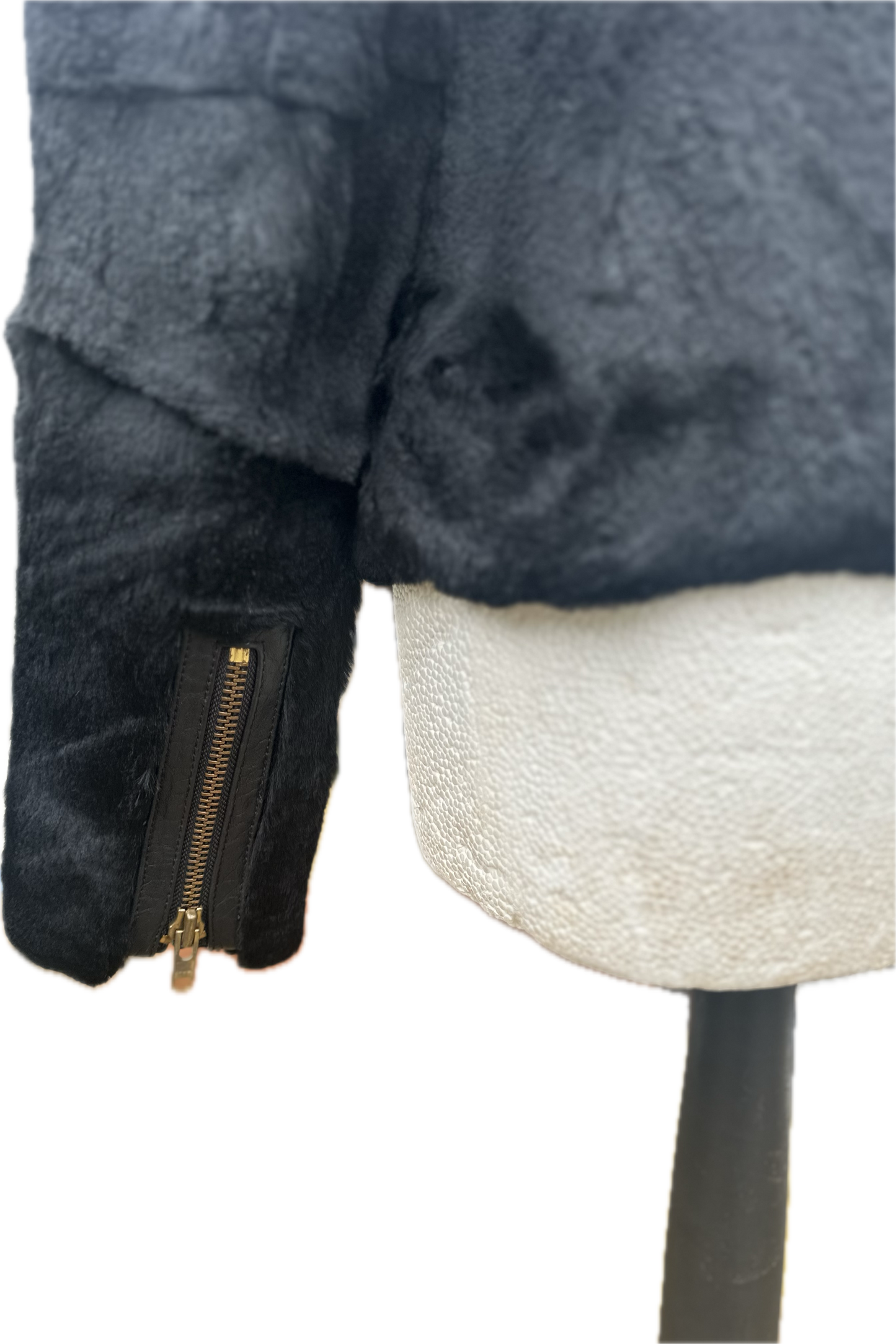 New Muubaa Ladies Black Fur Motorcycle Biker Jacket UK 10