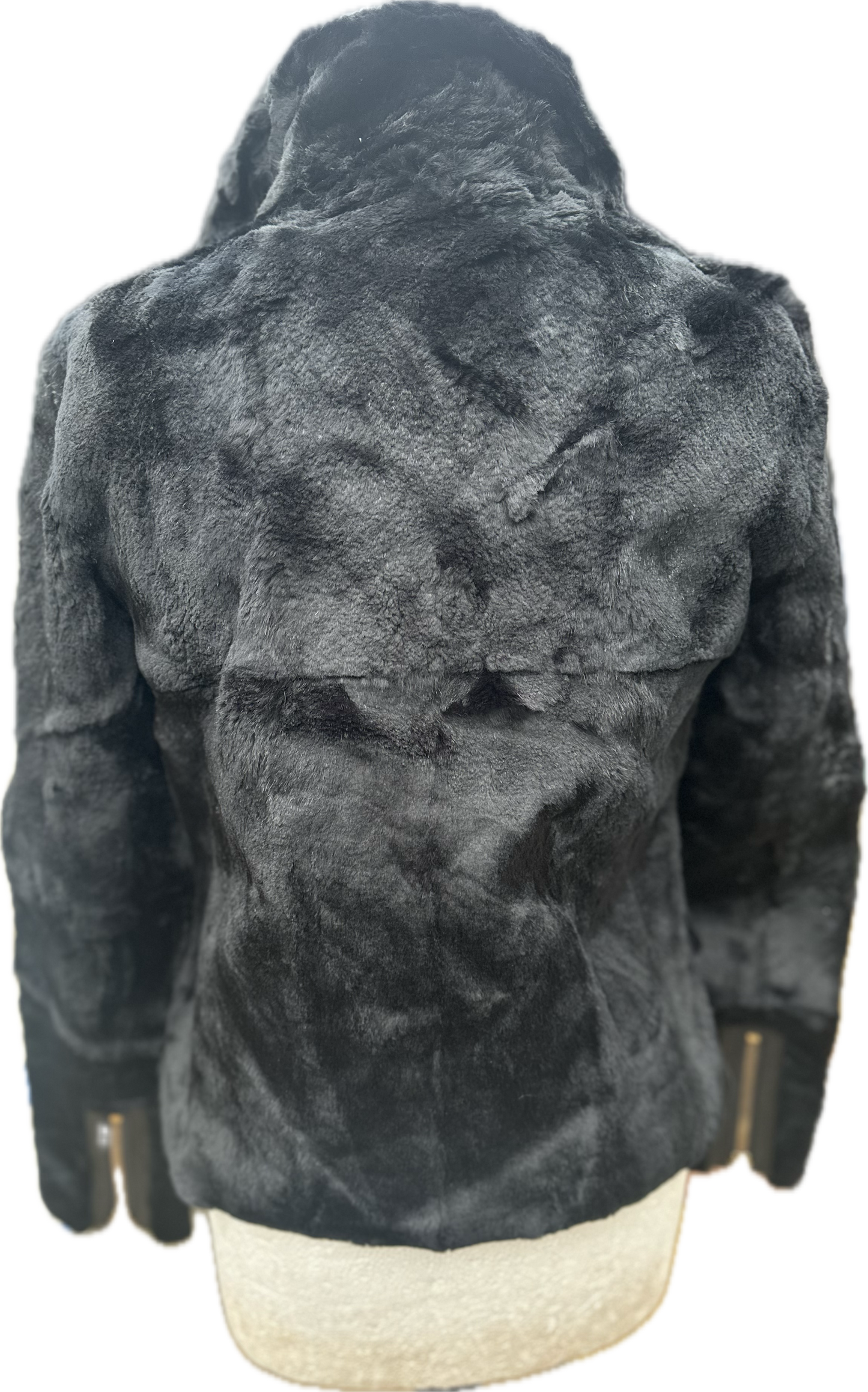 New Muubaa Ladies Black Fur Motorcycle Biker Jacket UK 10