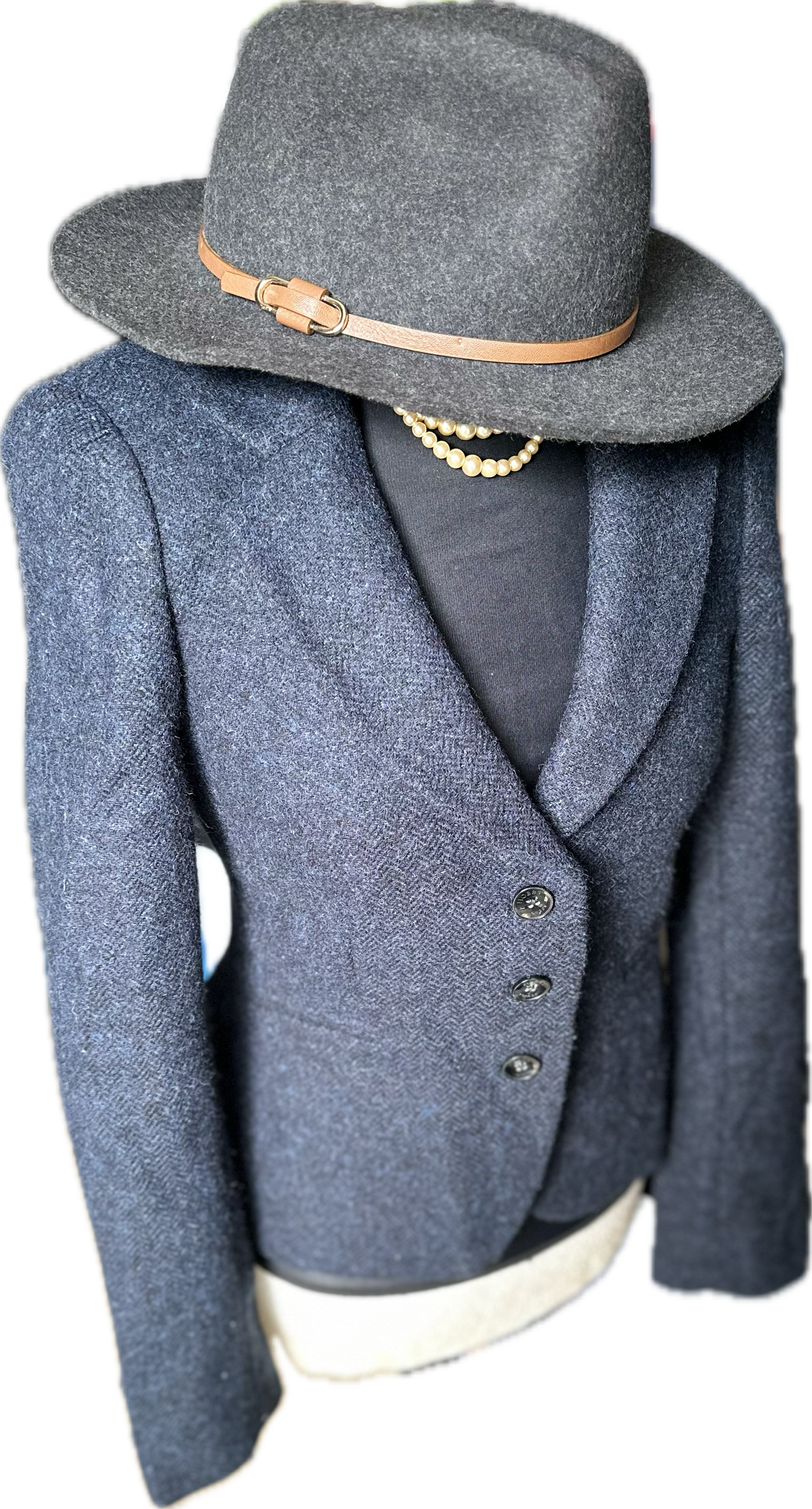 Hobbs Navy Tweed fitted Jacket UK Size 10