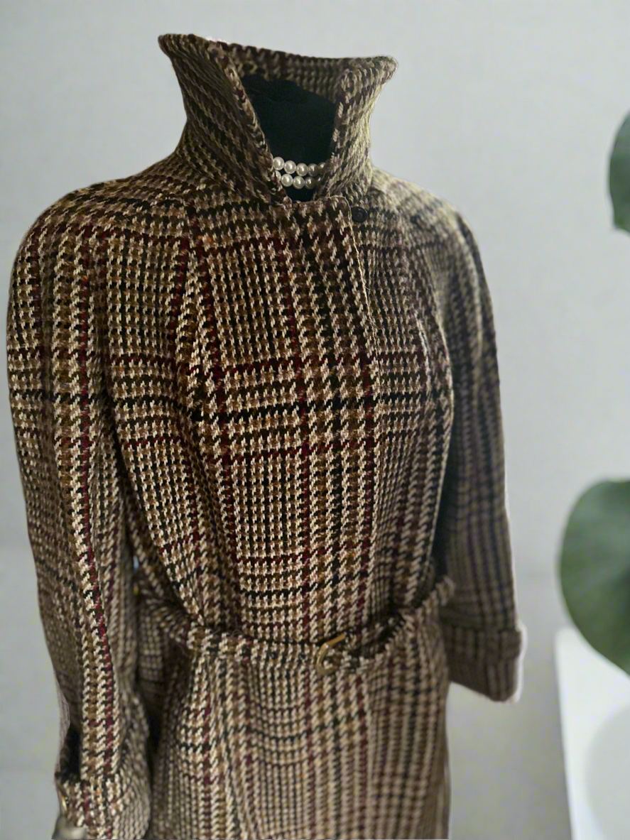 Ladies Aquascutum Long tweed coat with belt UK Size 12