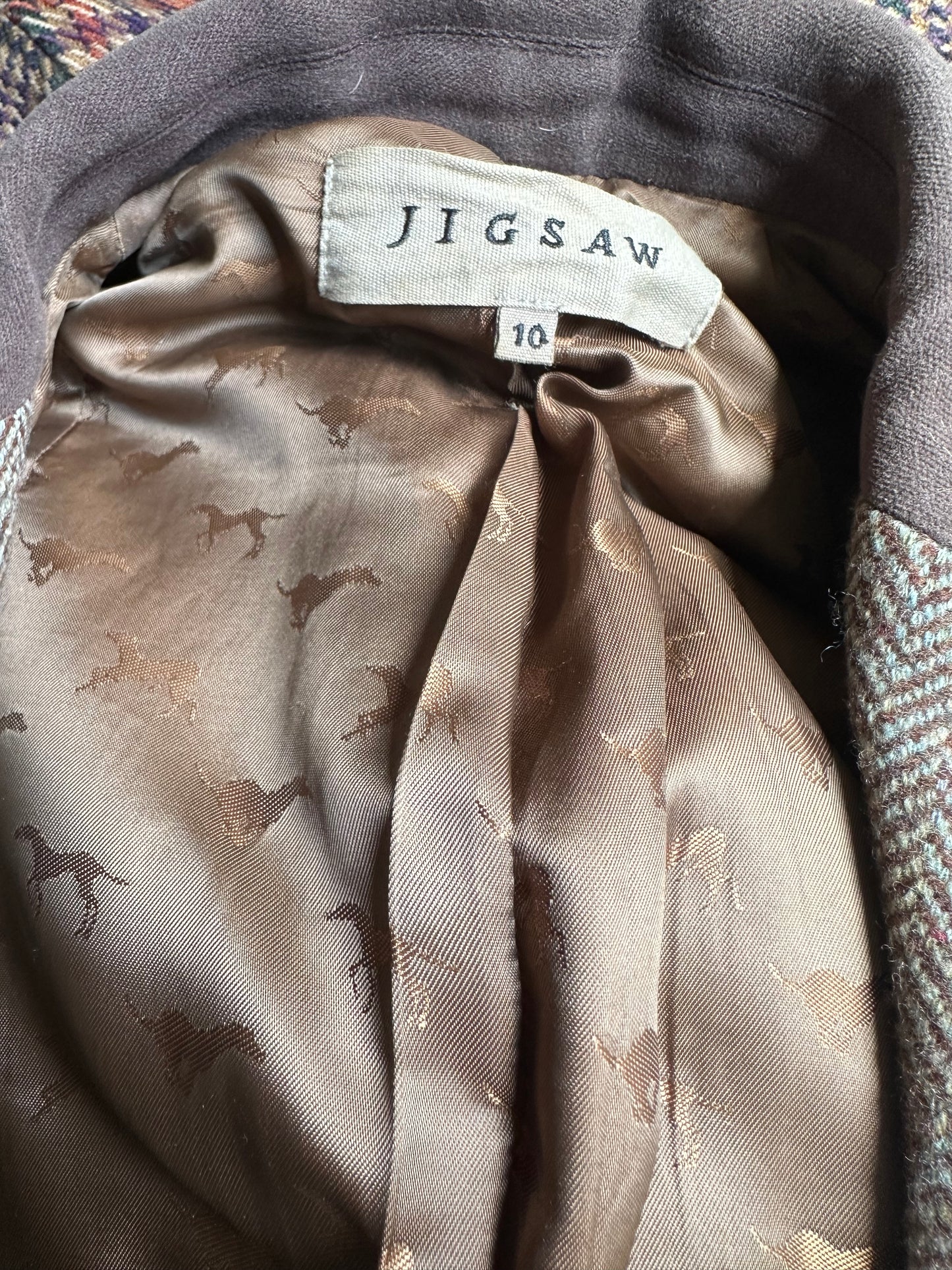 Women Jigsaw Tweed Jacket UK 10