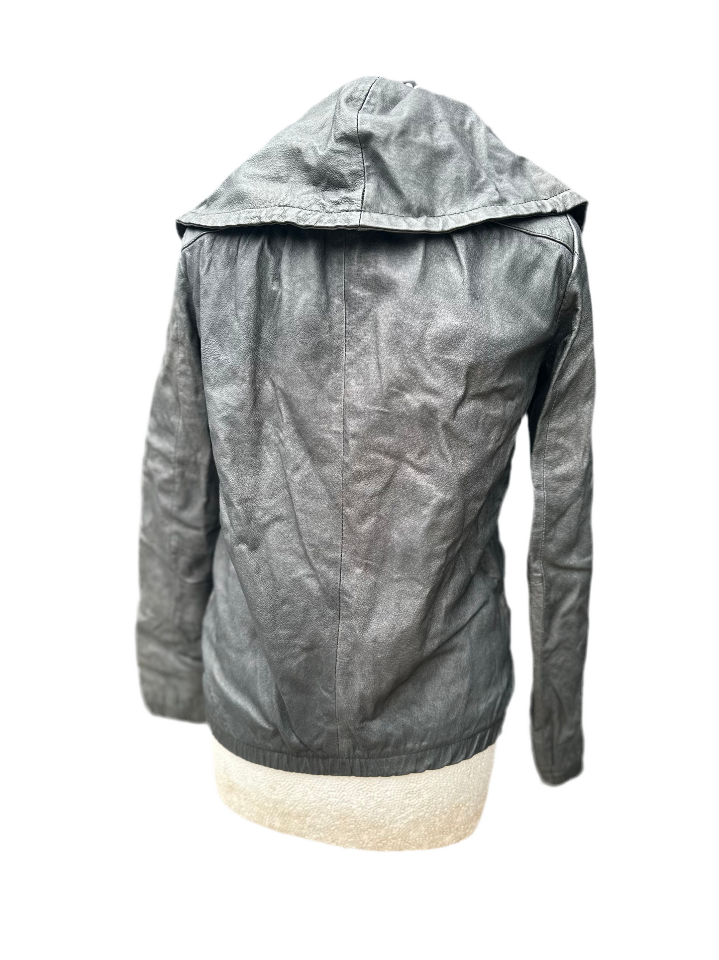 Muubaa Leather Biker Grey jacket size uk 8