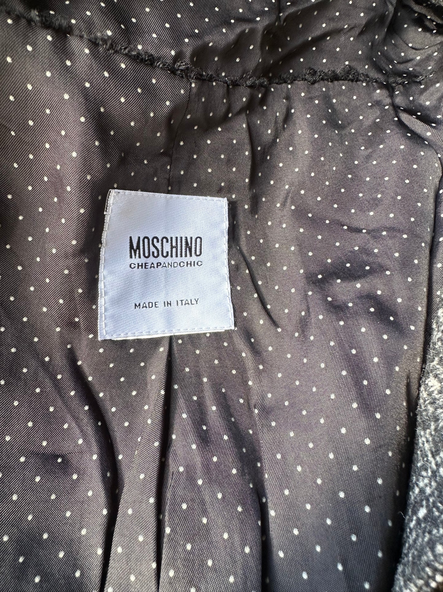 Women Moschino Black Grey Coat UK 10