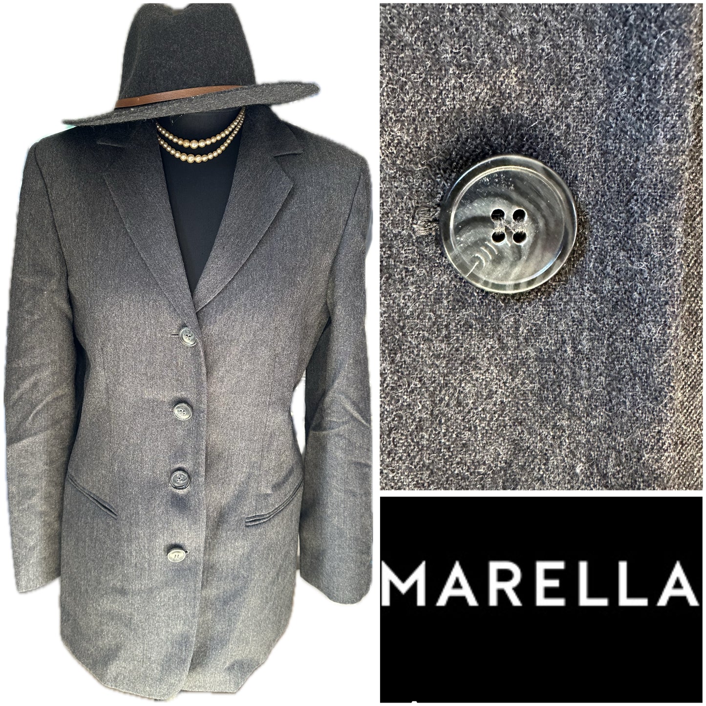 Womens Marella Grey long Jacket UK 10