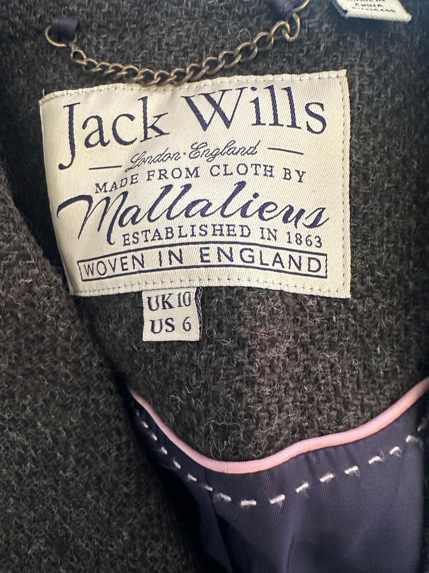 Women Jack Wills Olive Green Tweed Jacket UK Size 10