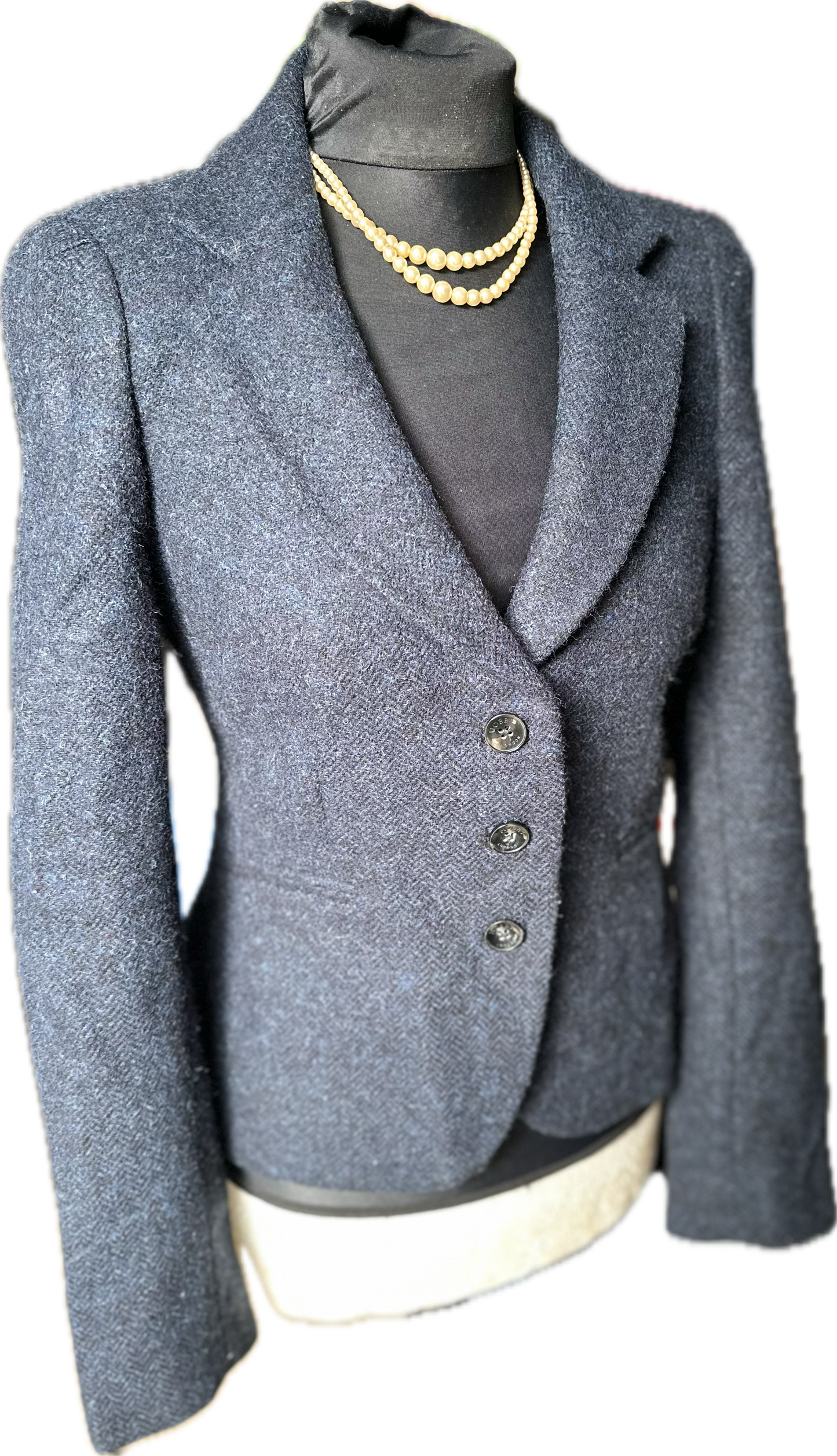 Hobbs Navy Tweed fitted Jacket UK Size 10