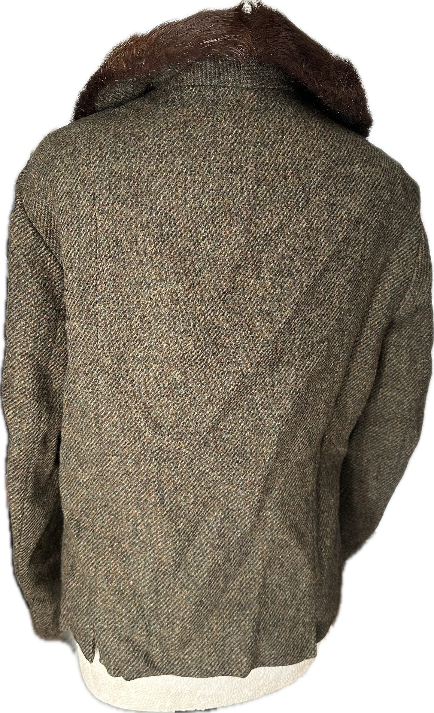 Womens Harris Tweed Jacket with fur collar UK 12