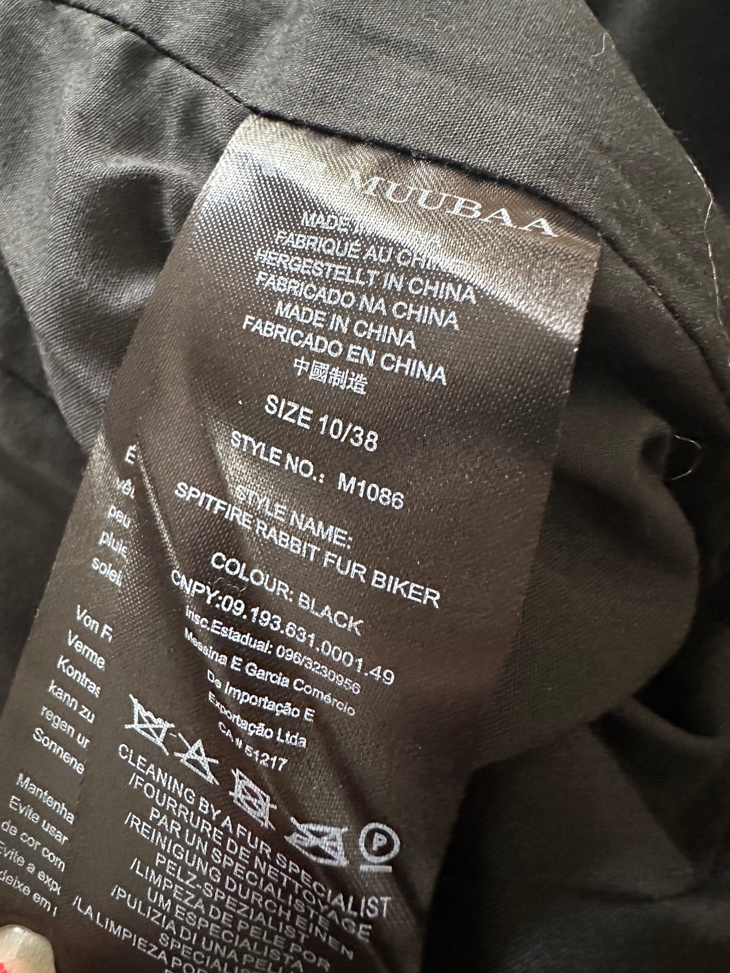 New Muubaa Ladies Black Fur Motorcycle Biker Jacket UK 10