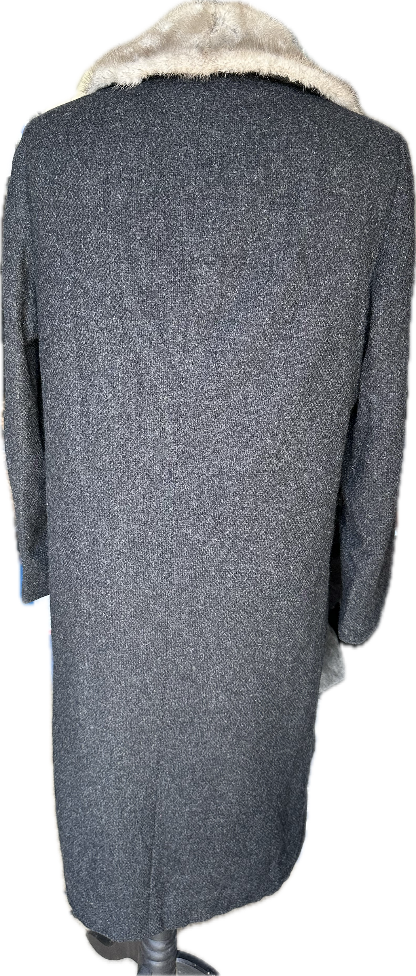 Women Vintage wool fur collar coat UK size 12