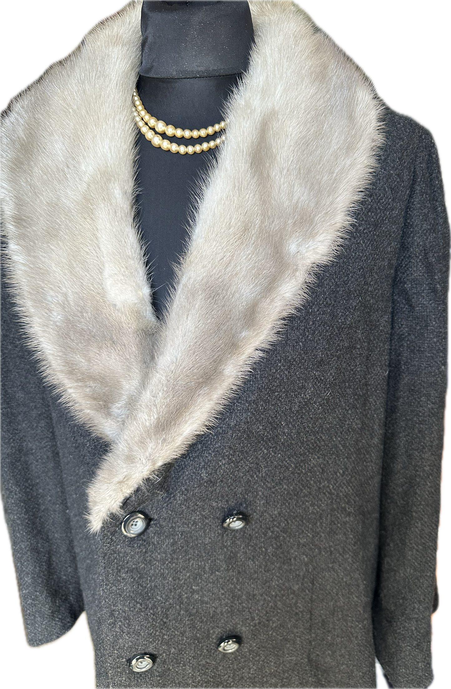 Women Vintage wool fur collar coat UK size 12