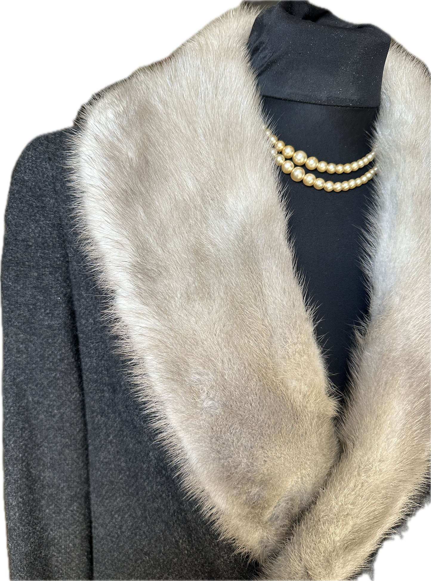 Women Vintage wool fur collar coat UK size 12