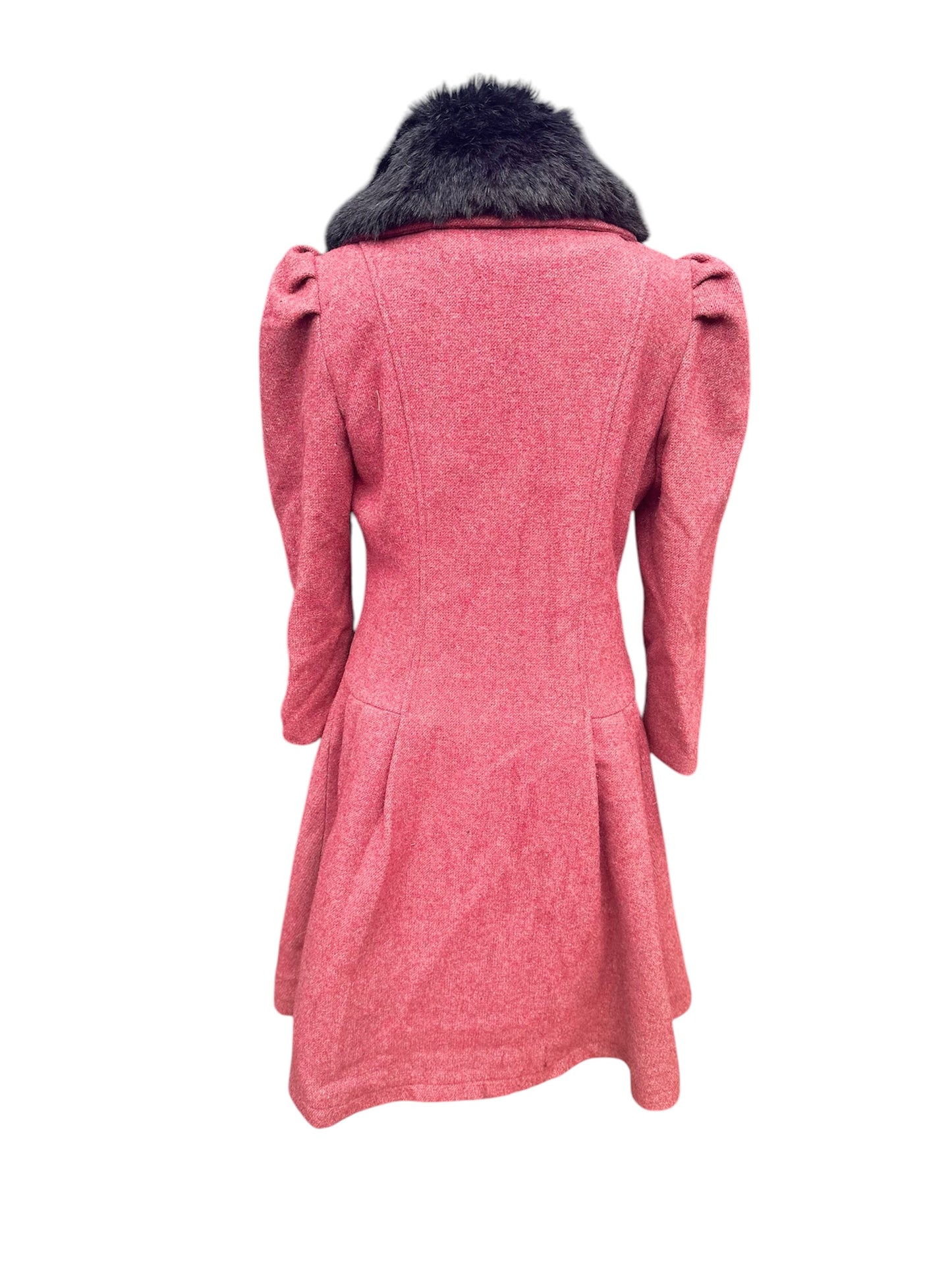 Banned Vintage Double Breasted faux fur collar Long coat UK Size 12