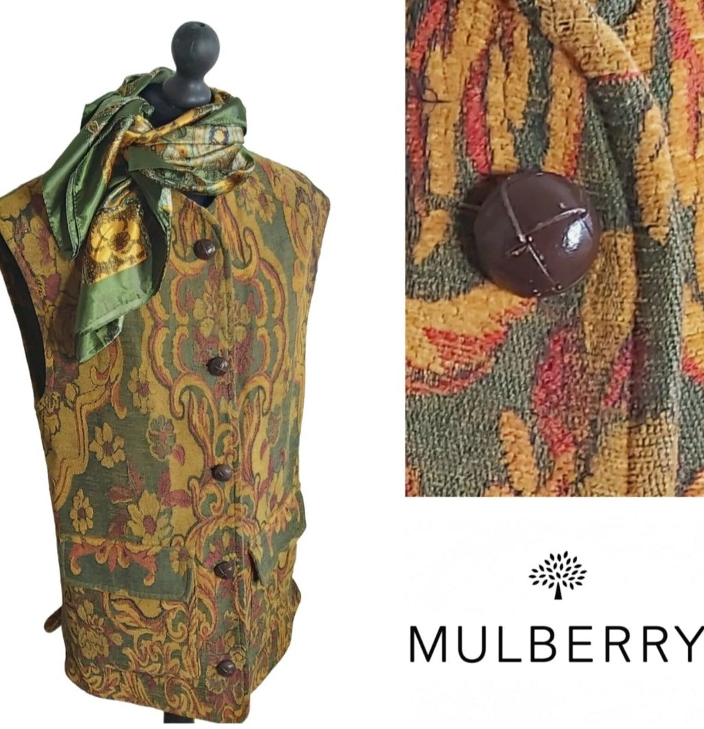 Ladies Vintage Mulberry Waistcoat Vest Tapest UK L