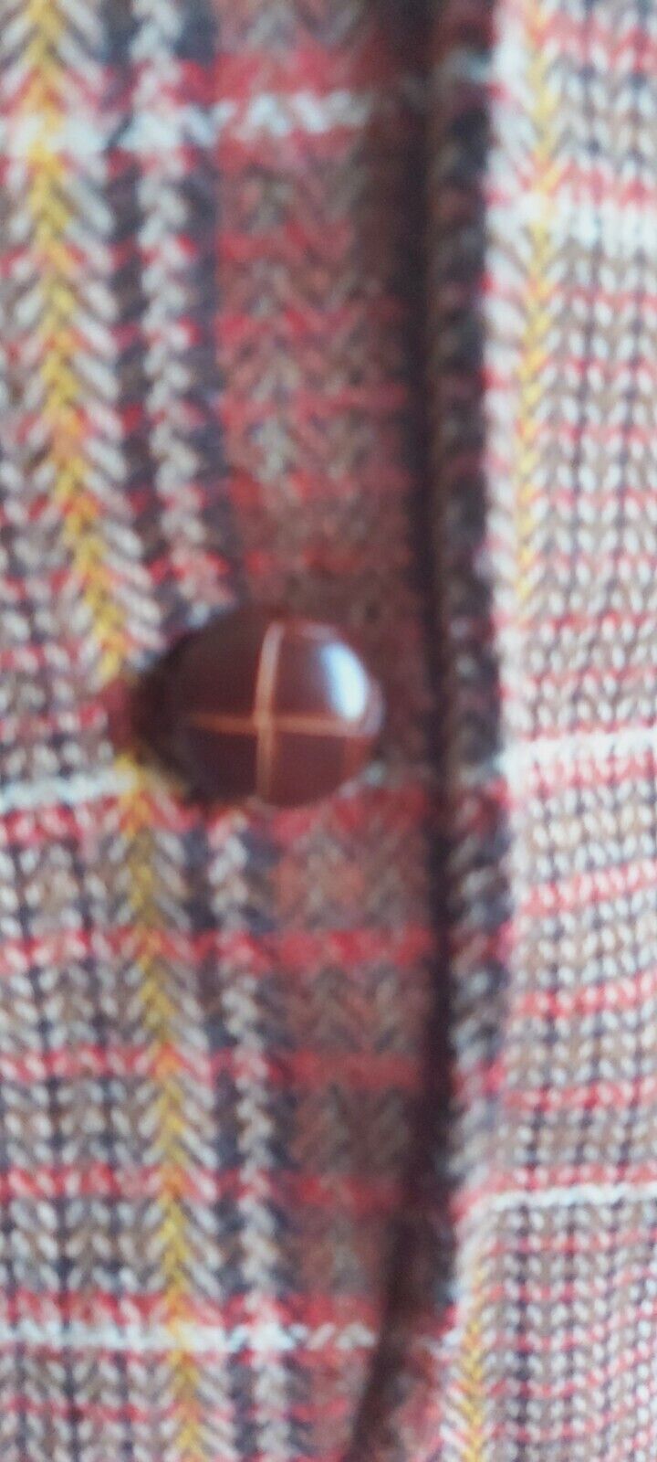 Ladies VINTAGE Tweed Check Short Length Jacket UK Size 8