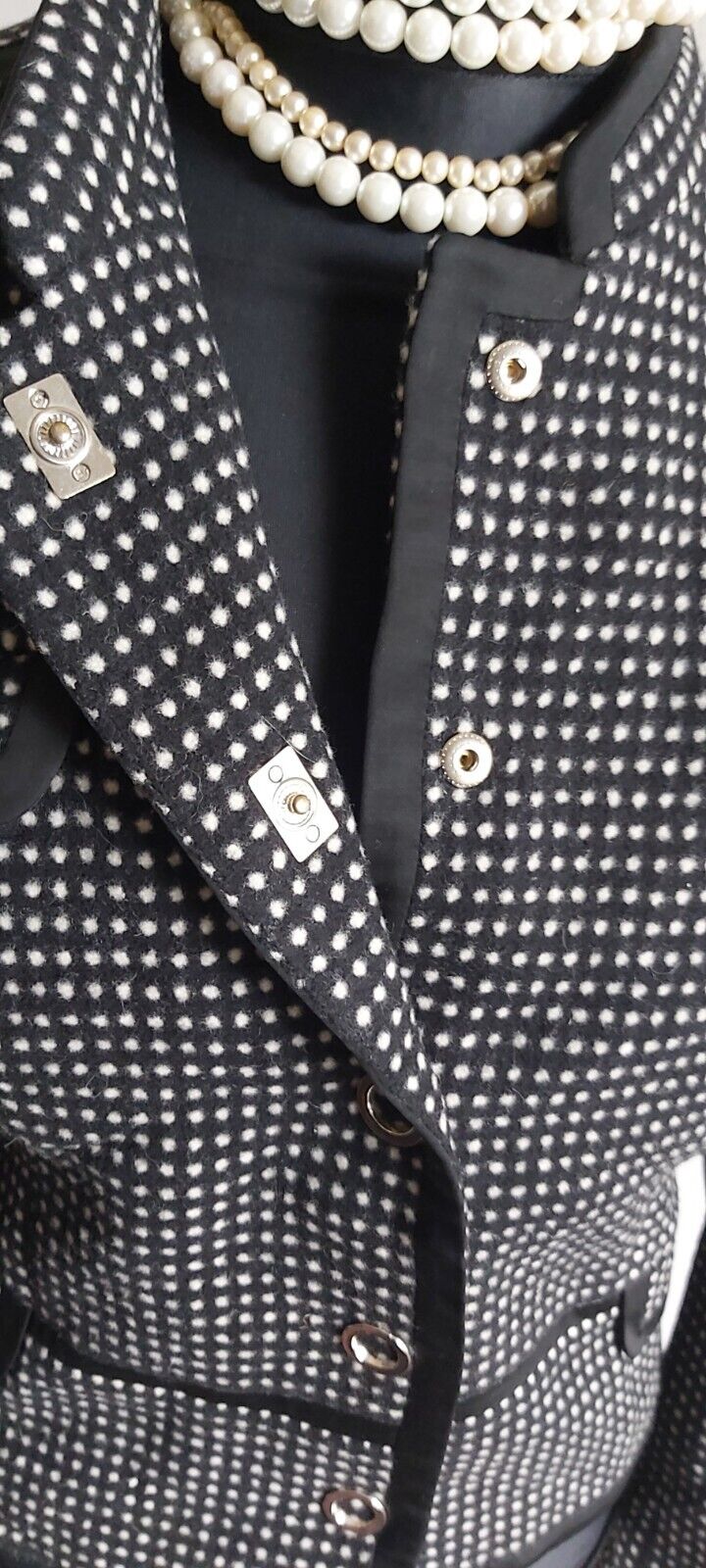 Jaeger Wool Tweed Ladies Womens Black And White Jacket 14