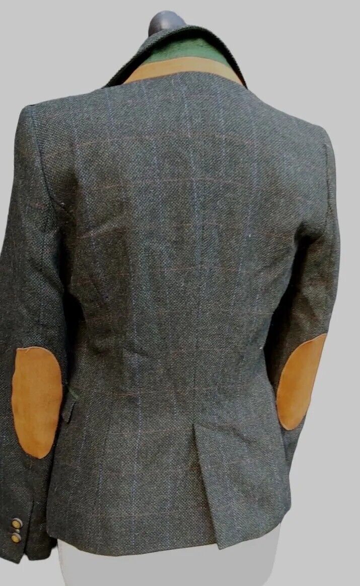 Ladies Zara Tweed 100% Wool Jacket With Elbow Patches Size M (8 and 10)