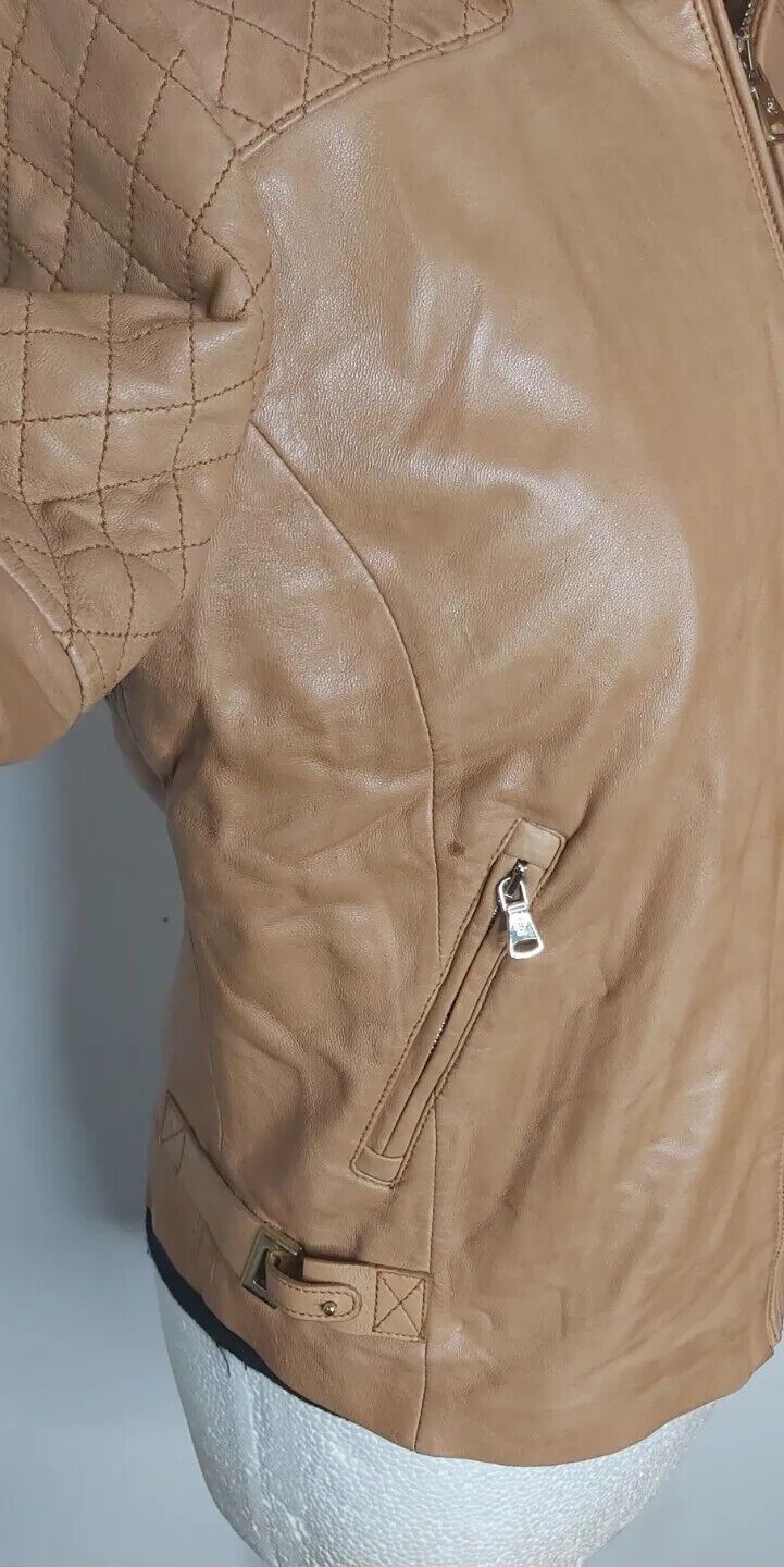 MASSIMO DUTTI - REAL LEATHER Jacket Tan Soft Size M