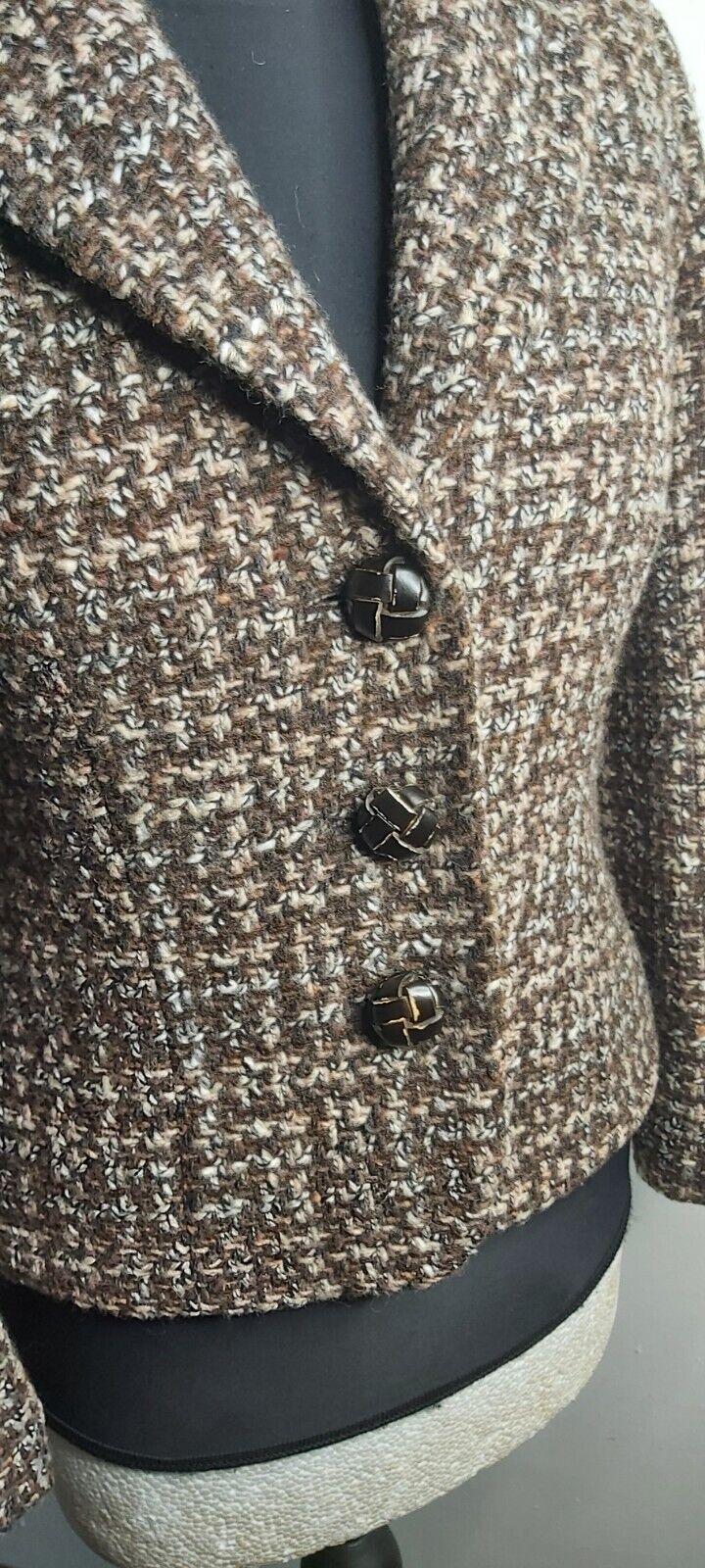 Hobbs Vintage Fitted Wool Tweed Boucle Blazer Jacket Size 14
