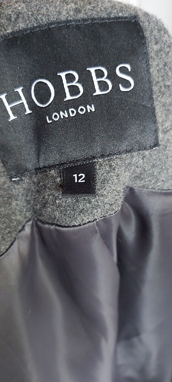 Hobbs Grey Double Breasted Wool Cashmere Long Coat 10/12