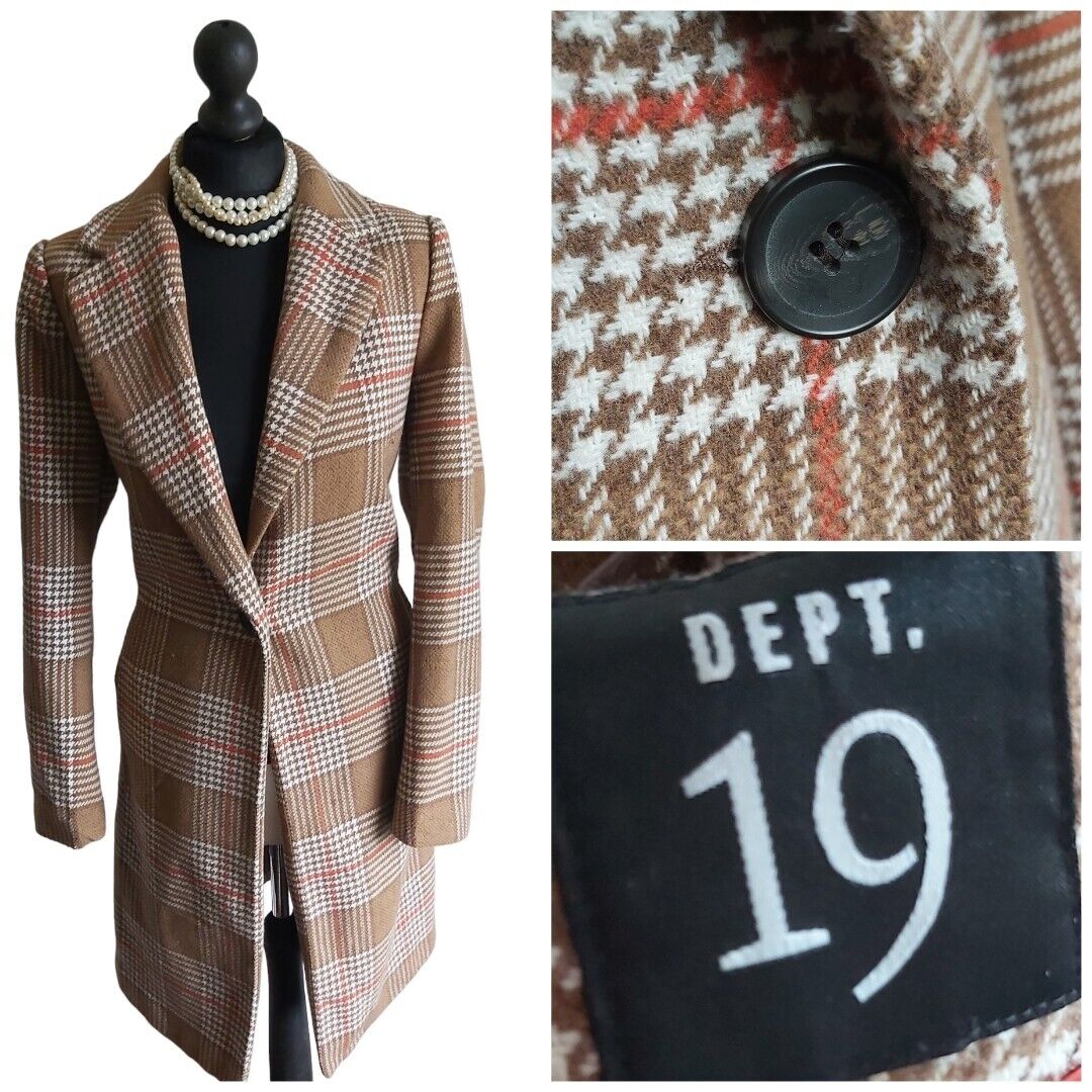 LADIES Tweed Check  Long COAT DEPT 19 -  Size UK 12