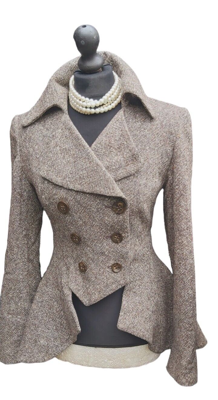 Vintage Hobbs  Harringbone  Jacket  Tweed  Jacket Blazer Tailcoat UK 10