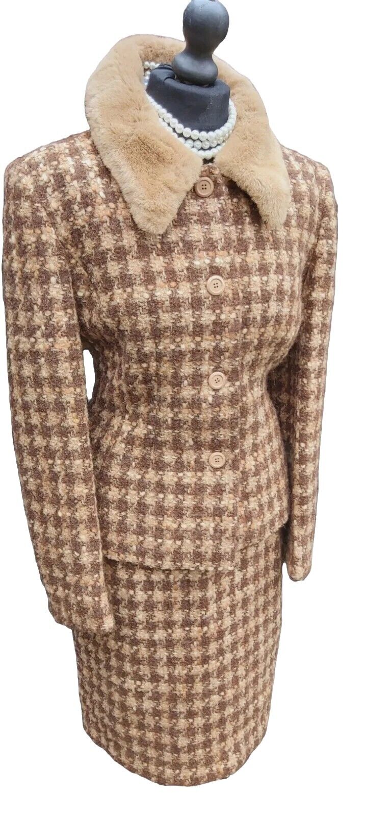 HOBBS wool Alpaca Mohair suit blazer jacket skirt Camel size UK 12