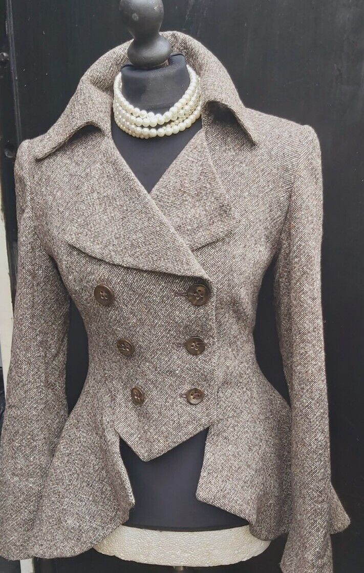 Vintage Hobbs  Harringbone  Jacket  Tweed  Jacket Blazer Tailcoat UK 10