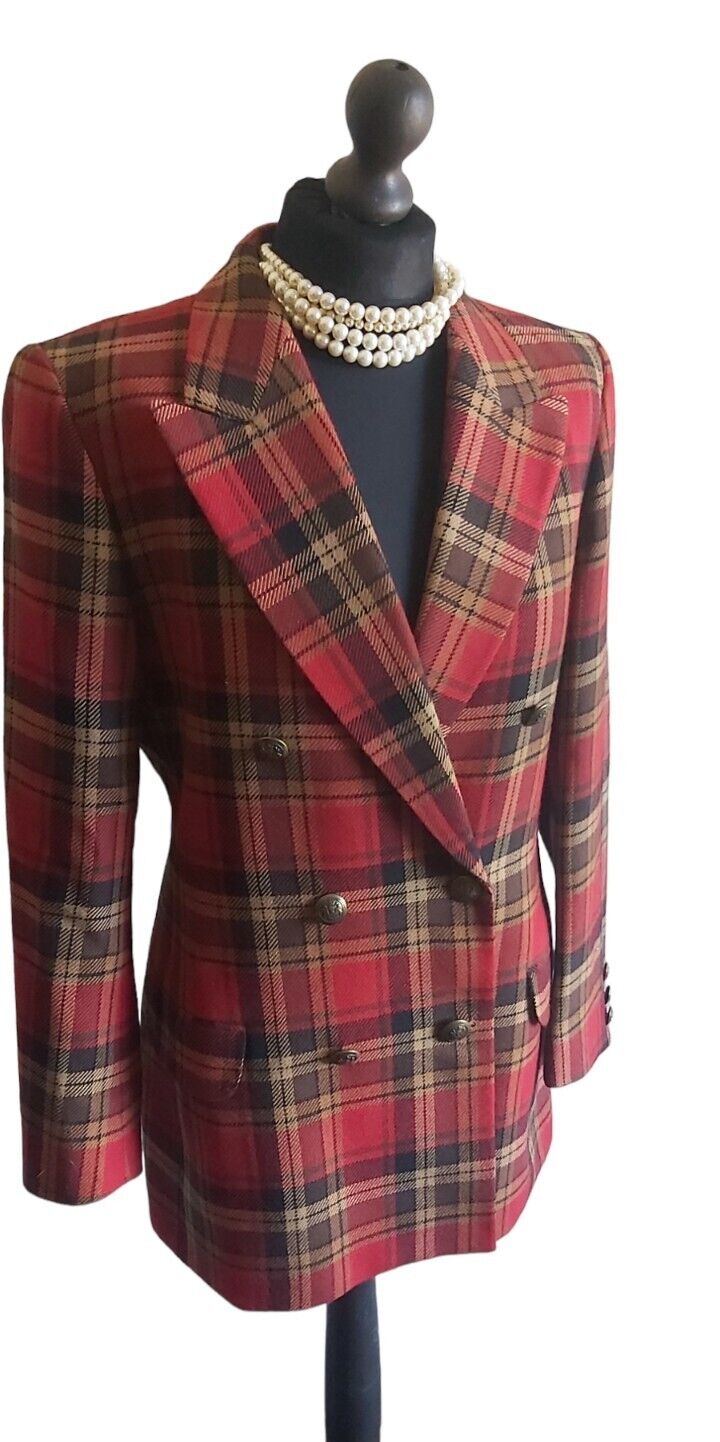 Marks And Spencer Tweed Tartan Jacket Wool Womens Ladies Size 12