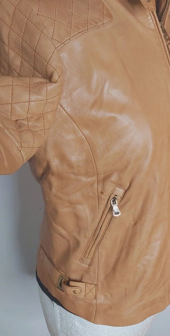 MASSIMO DUTTI - REAL LEATHER Jacket Tan Soft Size M