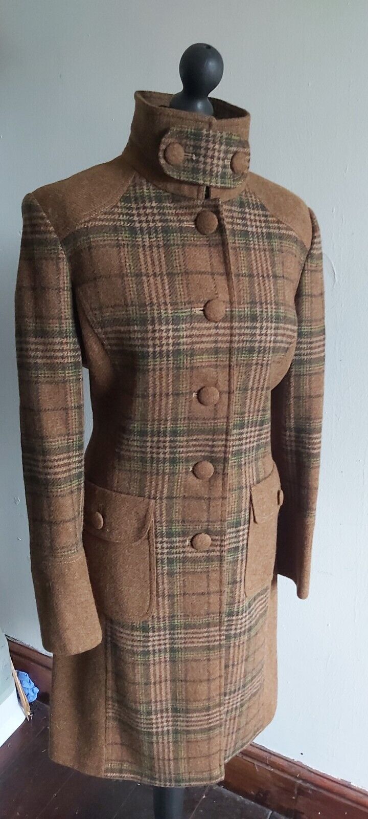 ladies Camel Tan 100% Wool tweed coat size 12
