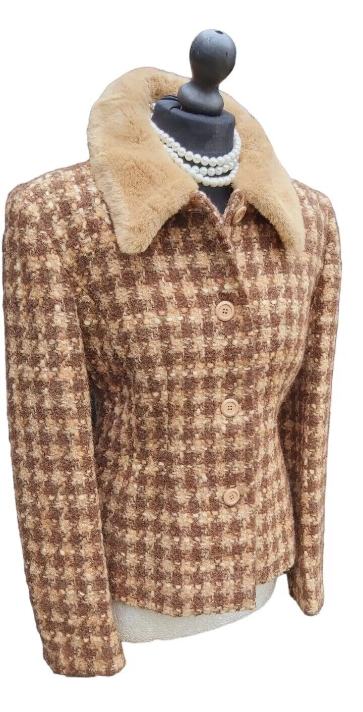 HOBBS wool Alpaca Mohair suit blazer jacket skirt Camel size UK 12
