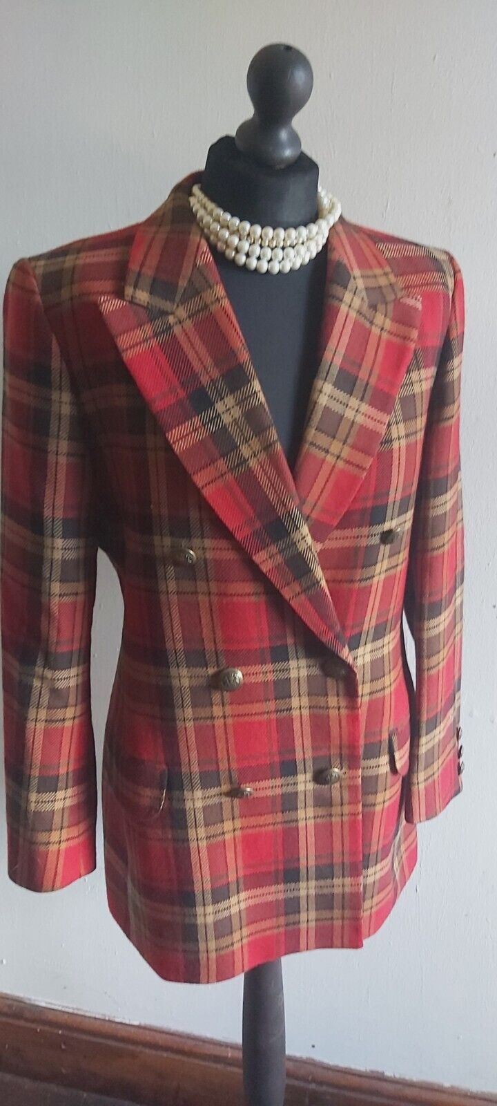 Marks And Spencer Tweed Tartan Jacket Wool Womens Ladies Size 12
