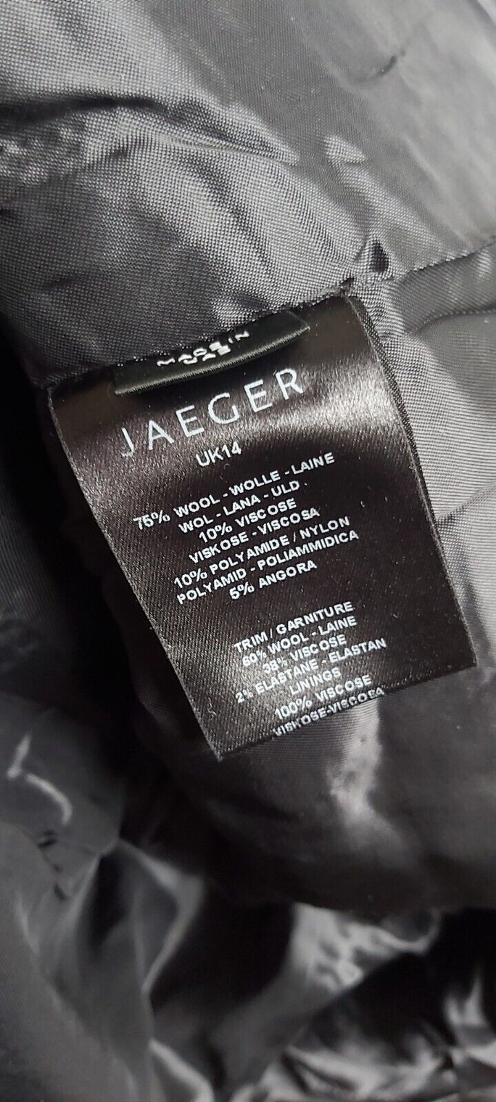 Jaeger Wool Tweed Ladies Womens Black And White Jacket 14