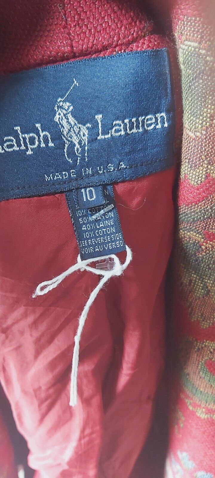Ladies Ralph Lauren Tapestry Tweed Wool Jacket / Blazer UK 10